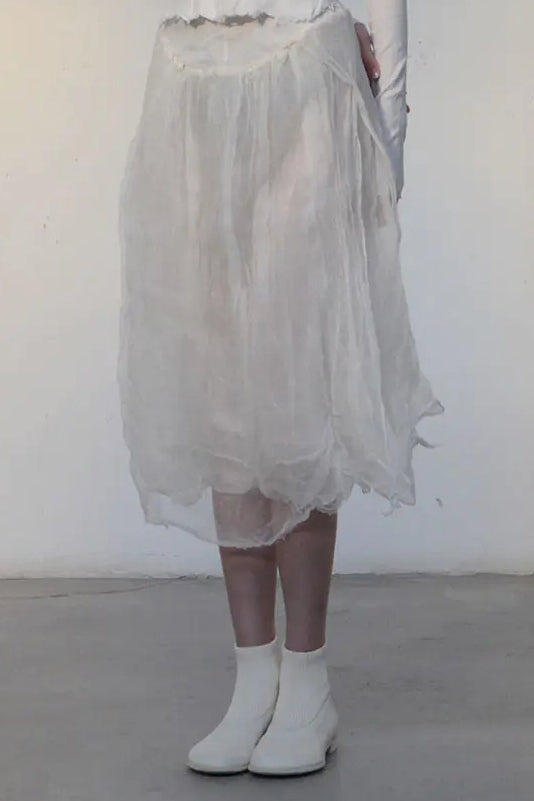 Marc Le Bihan Silk Skirt Six-layer Gauze 25930 Series French Hand-dyed MLB-25930-BAI White